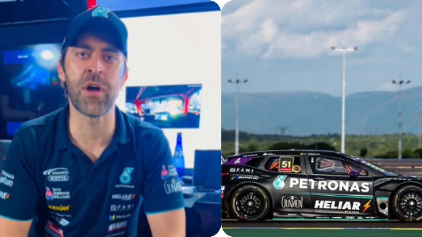 O piloto Átila, da Scuderia Bandeiras, “navega” no autódromo e arranca risos antes da corrida na Stock Car